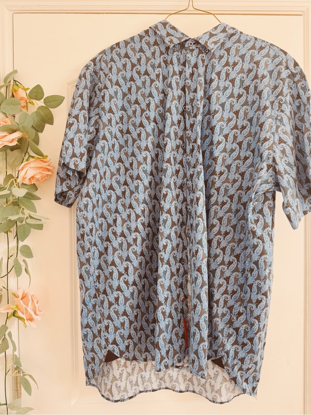 Westport Blue Paisley Short-Sleeve Button-Down Shirt
